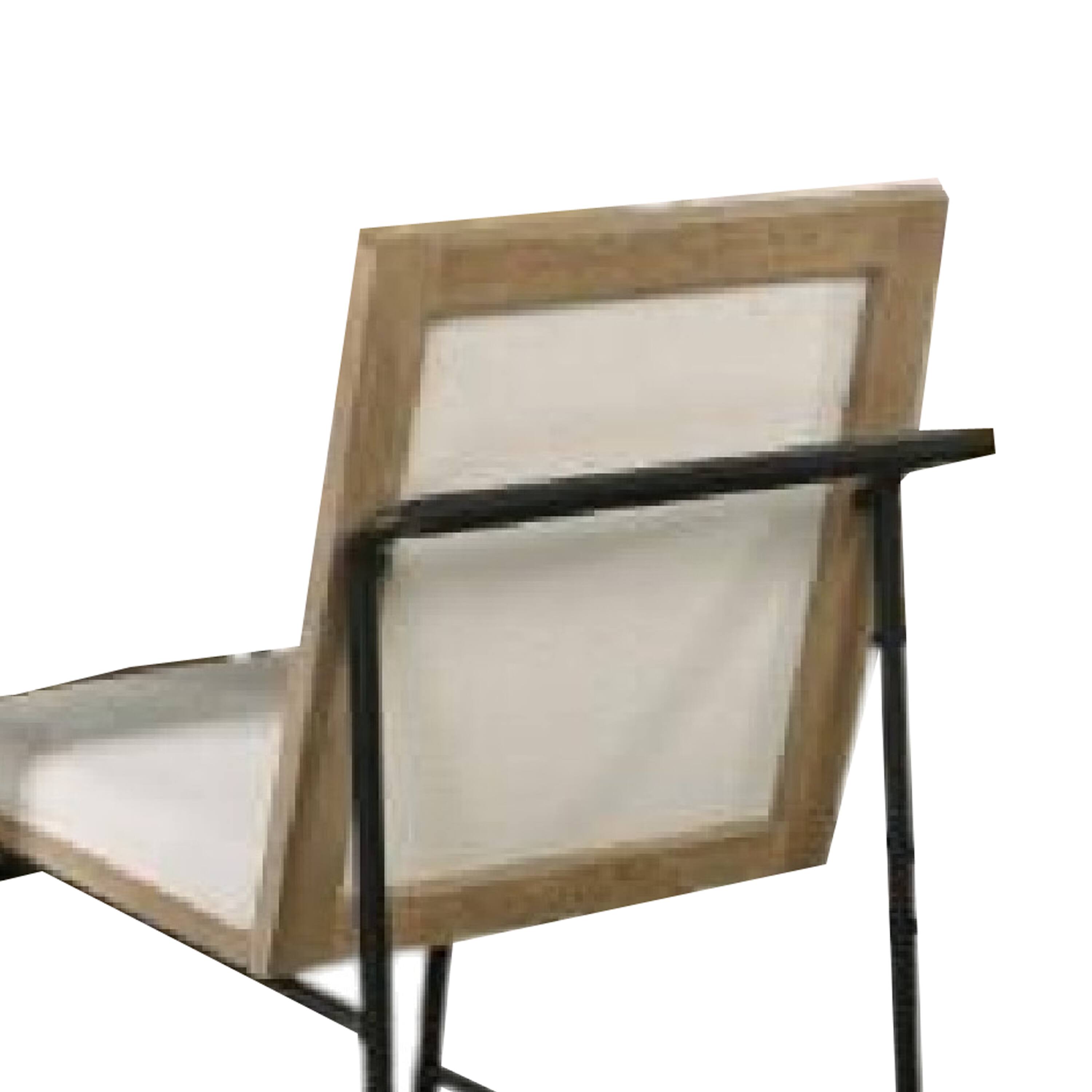 Alt View 2. Manhattan Lane - Edey Side Dining Chair Set of 2, Metal Legs, Oak Brown Rubberwood - Oak Brown, Beige, Black.