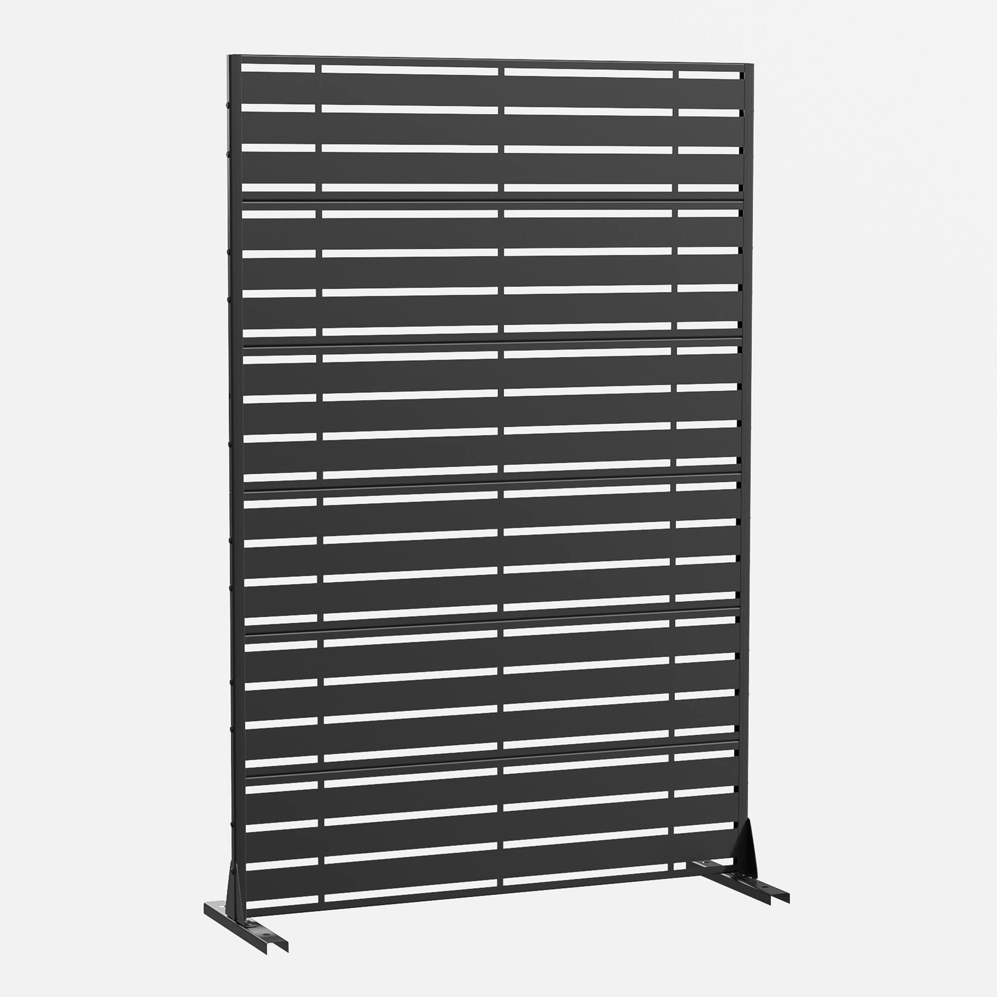 Angle. PexFix - 72 in. x 47 in. Adams Pattern Metal Outdoor Privacy Screen & Panels, Freestanding Garden Divider Fence - Black.