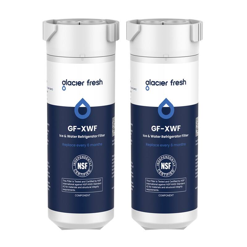 glacier fresh  
GF-XWF Ice & Water Refrigerator Filter  
Replace every 6 months  
CONTAINS NSF CERTIFIED  
This Filter is Tested and Certified by NSF International against NSF/ANSI Standard 42 for materials and structural integrity requirements.  
COMPONENT