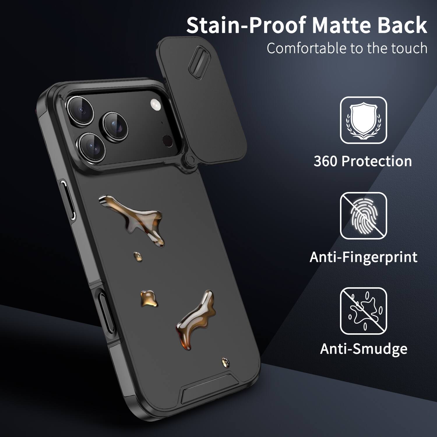 Stain-Proof Matte Back
Comfortable to the touch

360 Protection

Anti-Fingerprint

Anti-Smudge