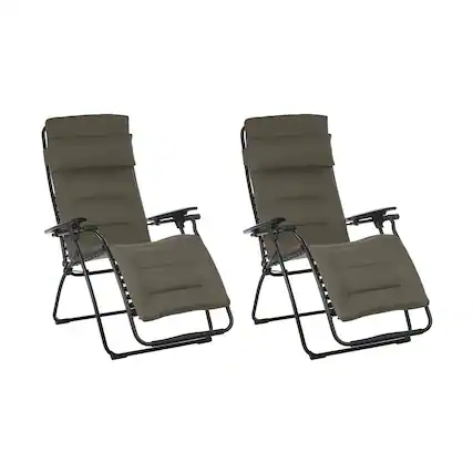 Front. Lafuma - Lafuma Futura Air Comfort Zero Gravity Outdoor Recliner Chair, Taupe (2 Pack) - Taupe.