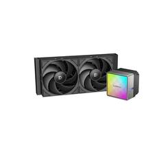 Front. Sudokoo - NEXAURA 240 Liquid Cooler, 240mm, PWM Pump, 2500-3600RPM, Diamond Glow ARGB Pump Head, Fluid Dynamic Bearing Fans - Black.
