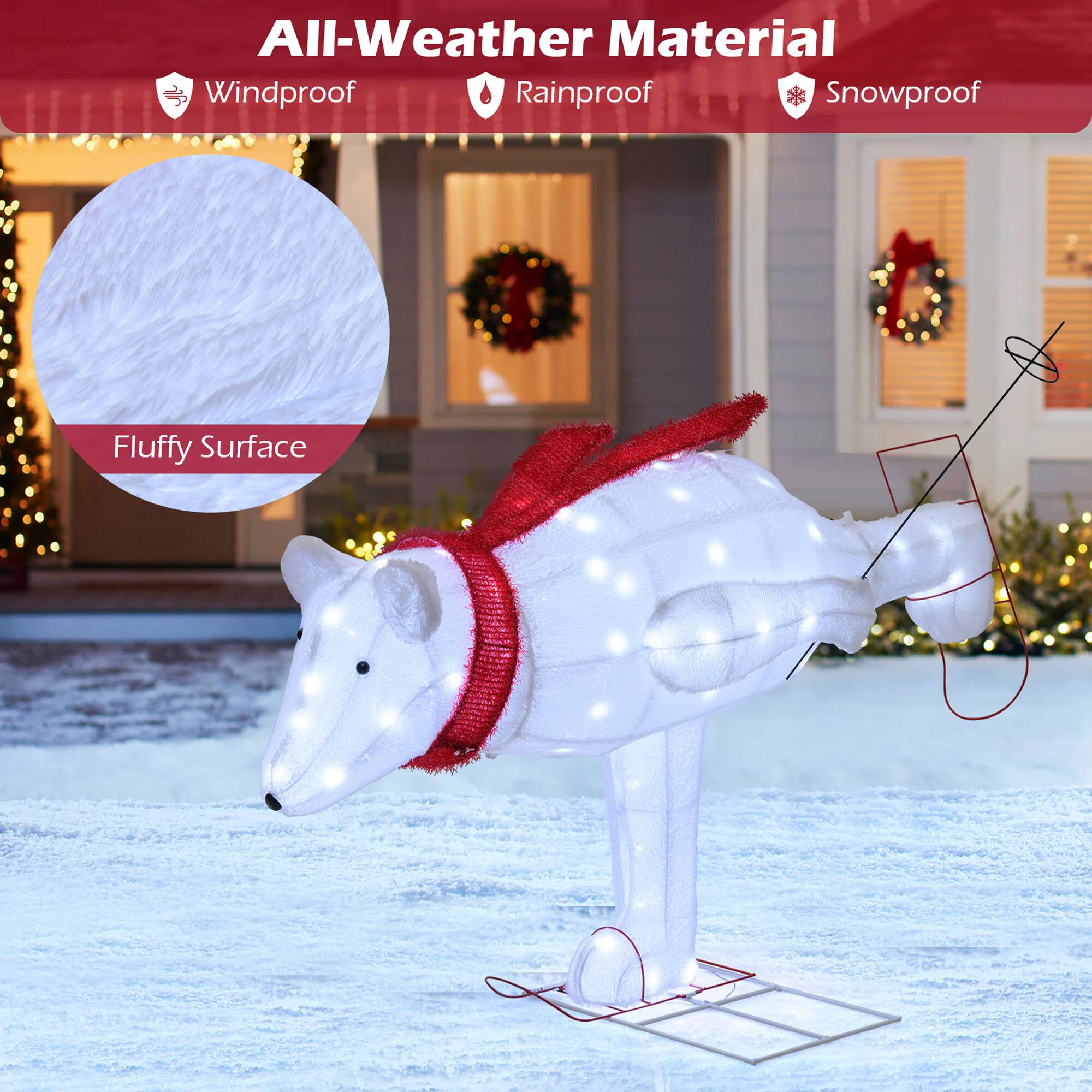 All-Weather Material  
Windproof  
Rainproof  
Snowproof  

Fluffy Surface