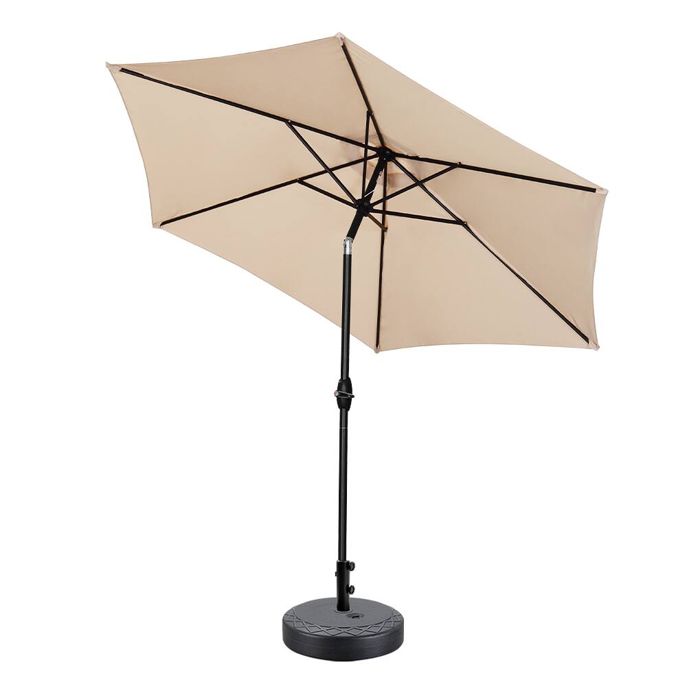 Angle. Ainfox - Ainfox 9ft Patio Umbrella With Argyle umbrella base - Khaki.