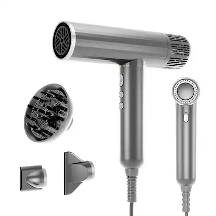 Front. NICEBAY - NICEBAY Blow Dryer, High-Speed Hair Dryer, 110000RPM Brushless Motor, 1600W Hair Dryers with Diffuser - Silver.