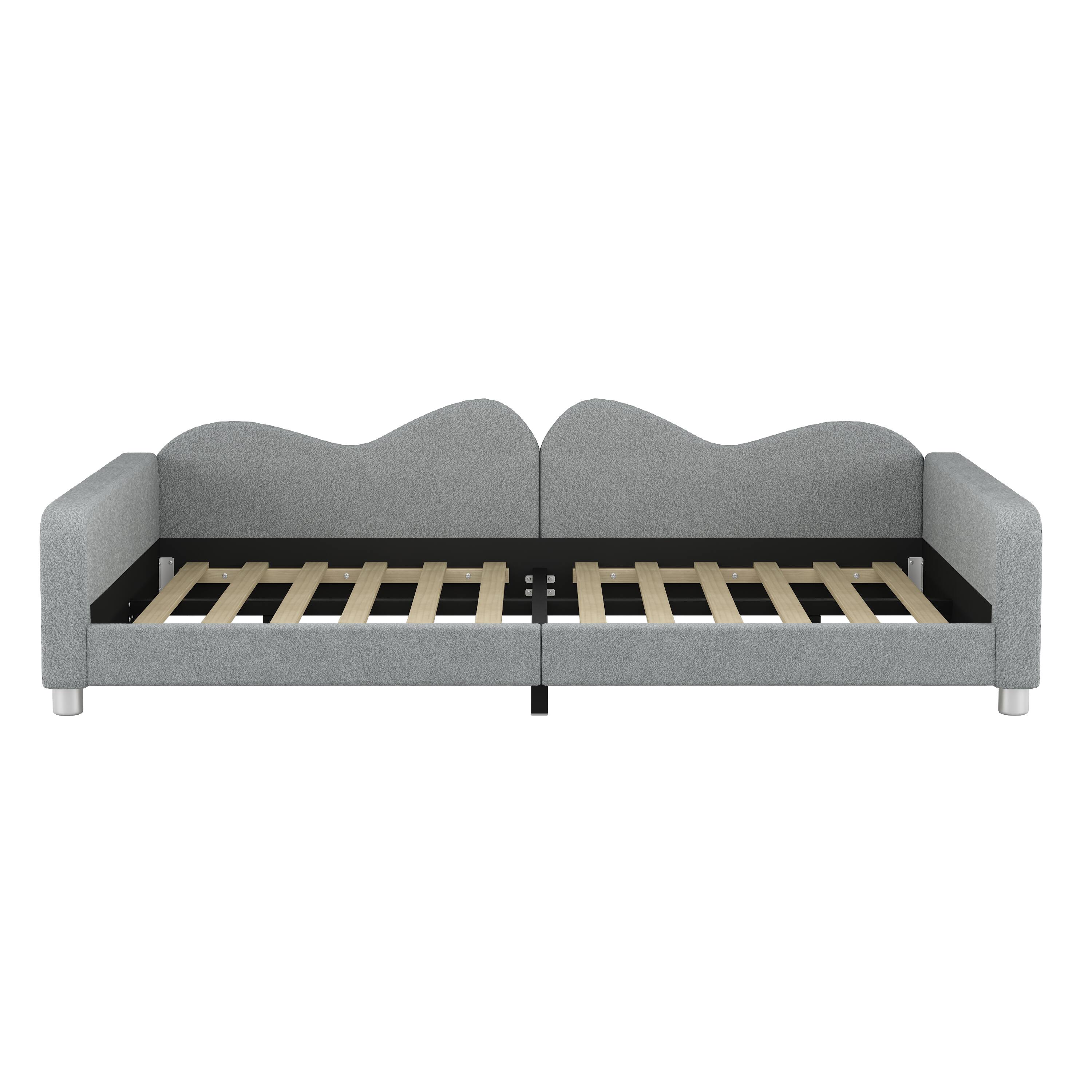 Left. Tiramisubest - Full size Upholstered Daybed, Sherpa Fabric Sofabed with Cloud-Shaped Backrest, No Box-spring Needed, Gray - Gray.