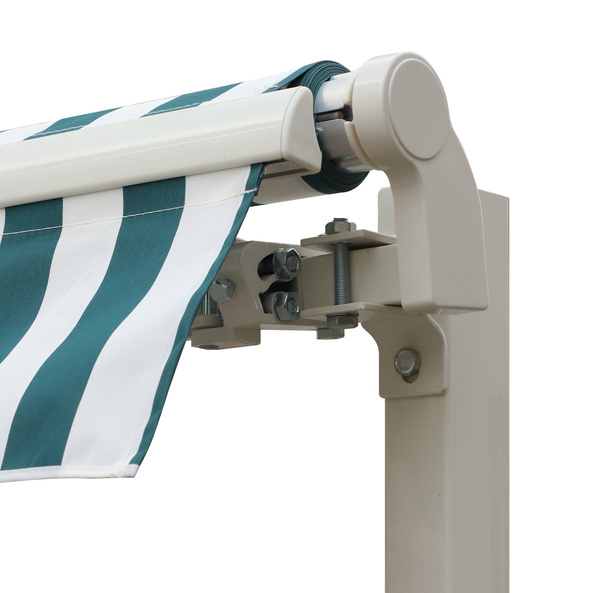 Alt View 7. Outsunny - 12' x 10' Retractable Awning Patio Awnings Sun Shade Shelter with Manual Crank Handle, 280g/m² UV - Green and White.
