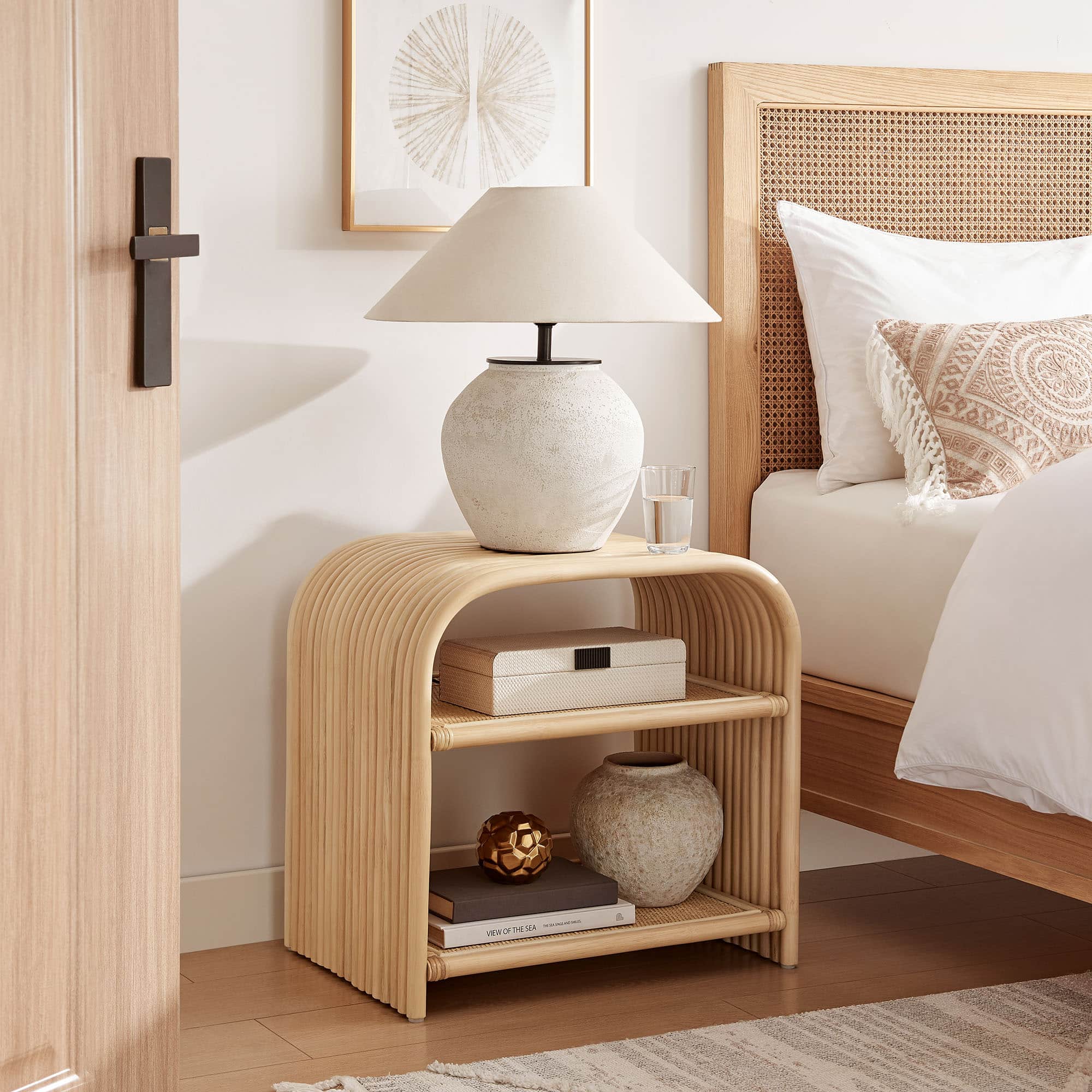 Eve Curved Rattan Side Table by Modway - Natural