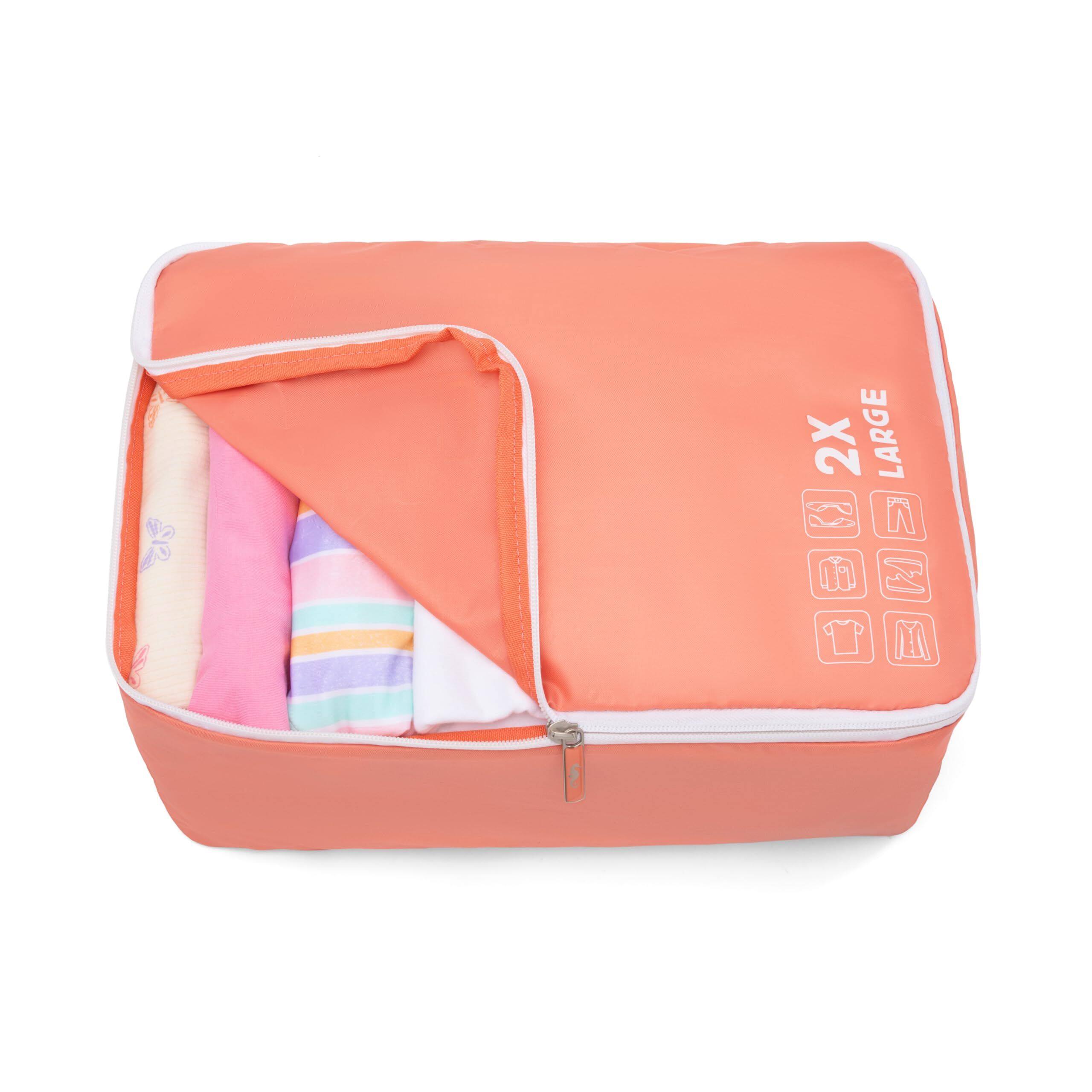 Back. Atlantic - 2 Pack Large 2X Deep Washable Packing Cubes - Coral Orange.