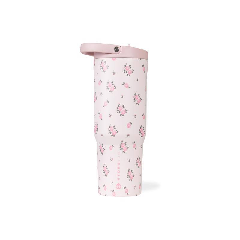 Front. HydroJug - 40 oz Wildrose BPA Free Sports Water Bottle w/Straw - Pink.