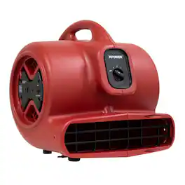 XPOWER - 1/3 HP 2400 CFM 3 Speed, Carpet Dryer, Blower with Built-in GFCI Power Outlets - Red