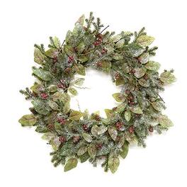 BreeBe - ^^Snowy Fittonia Pine & Berries Wreath 20" - Multi