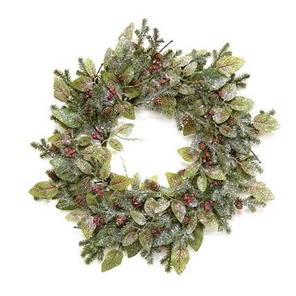 Front. BreeBe - ^^Snowy Fittonia Pine & Berries Wreath 20" - Multi.