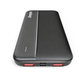 Energizer - Power Bank 10,000mAh, Portable Charger with USB-C & USB-A Fast Charging Ports - Black