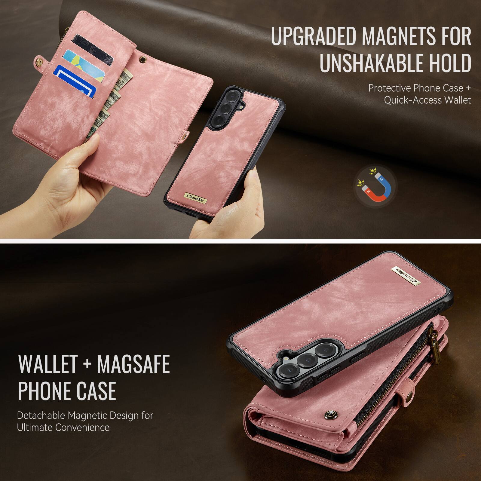 UPGRADED MAGNETS FOR UNSHAKABLE HOLD  
Protective Phone Case + Quick-Access Wallet  

WALLET + MAGSAFE PHONE CASE  
Detachable Magnetic Design for Ultimate Convenience