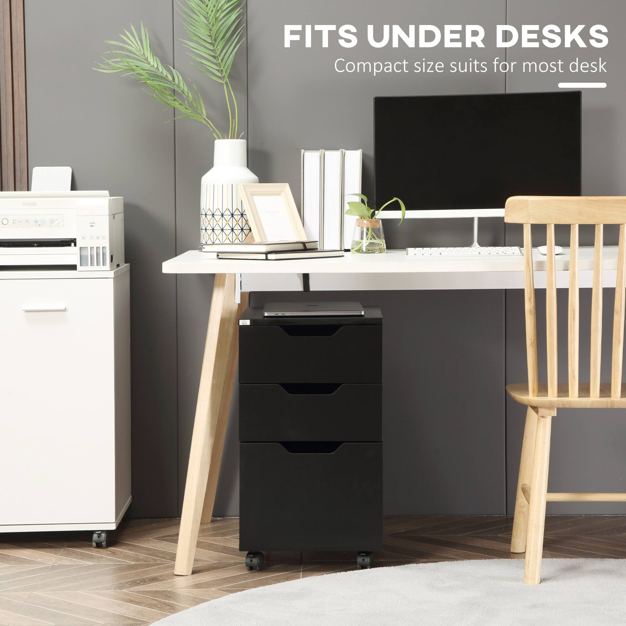 FITS UNDER DESKS Compact size suits for most desks