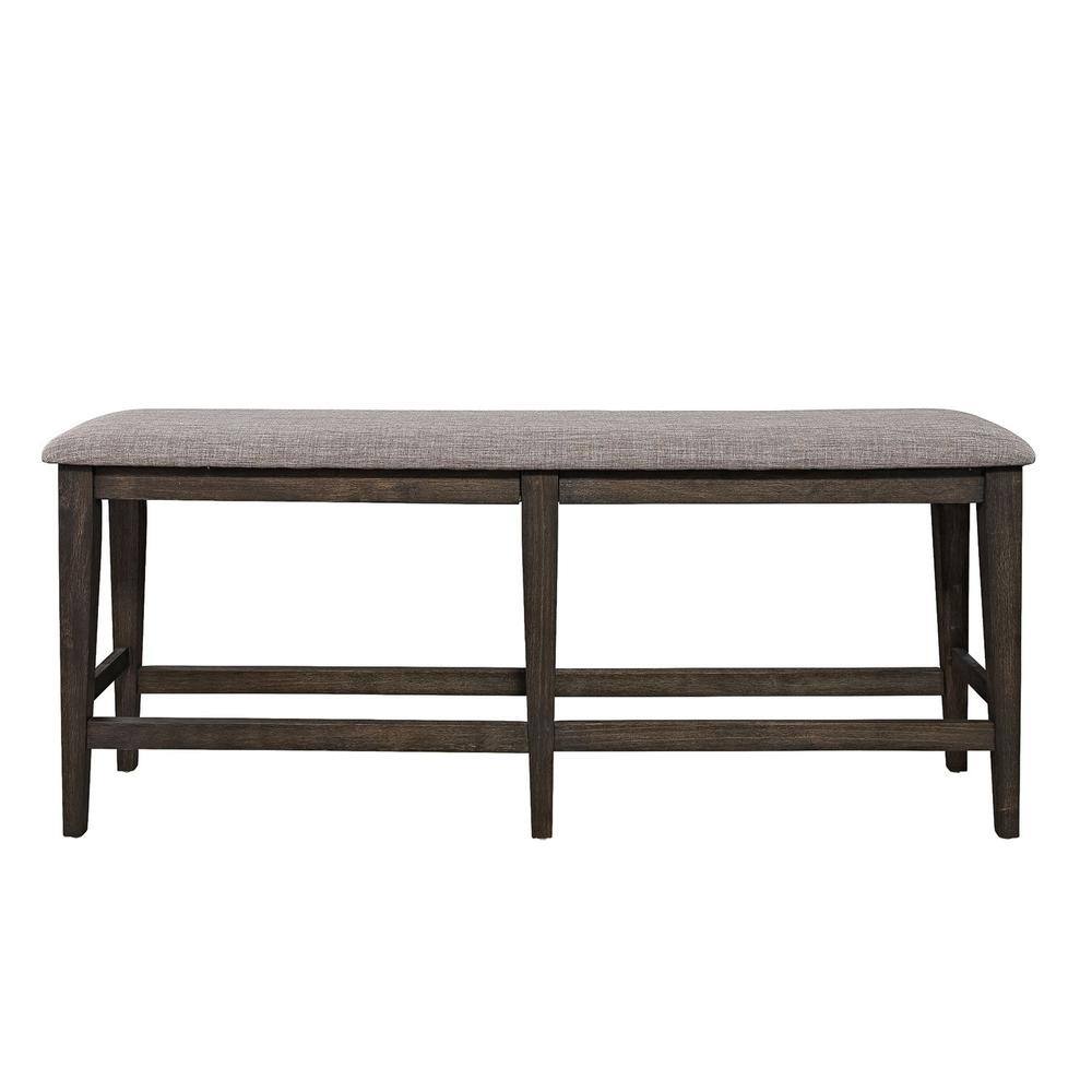 Angle. Liberty Furniture Industries - Double Bridge Counter Bench (RTA) in Dark Chestnut - Brown.