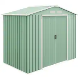 Outsunny - 7' x 4' Outdoor Storage Shed, Garden Tool Metal Shed with Foundation Kit, Double Lockable Door