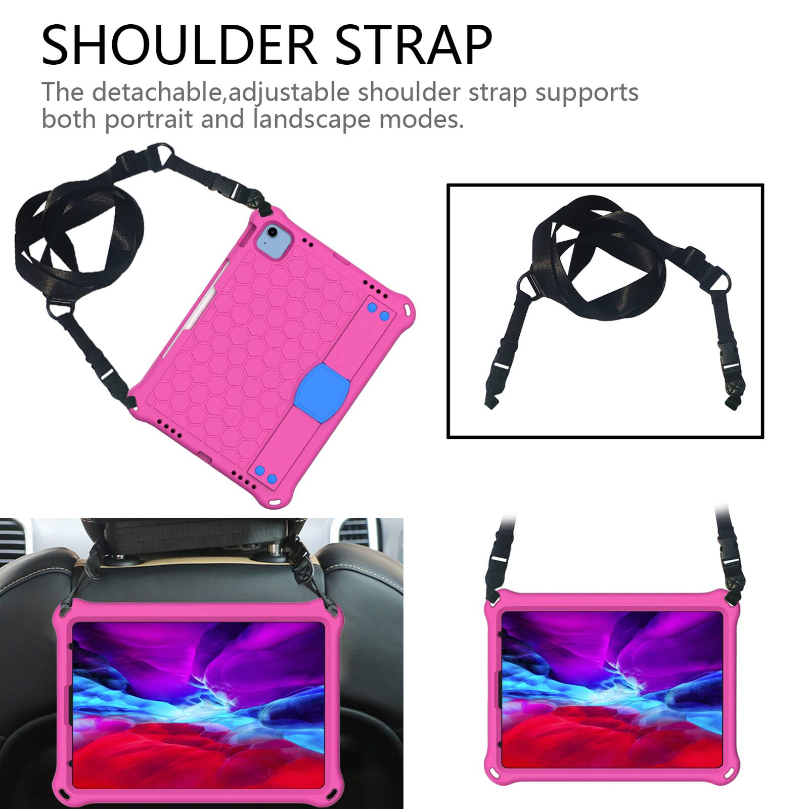 SHOULDER STRAP

The detachable, adjustable shoulder strap supports both portrait and landscape modes.