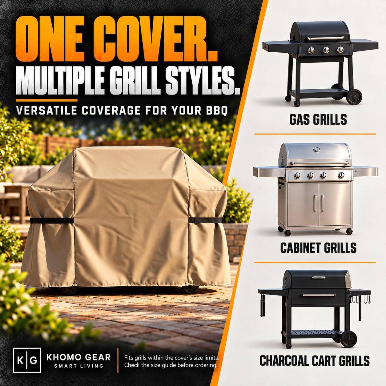 KHOMO GEAR Grill Cover 64 Inch Waterproof, Heavy Duty BBQ Gas Grill ...