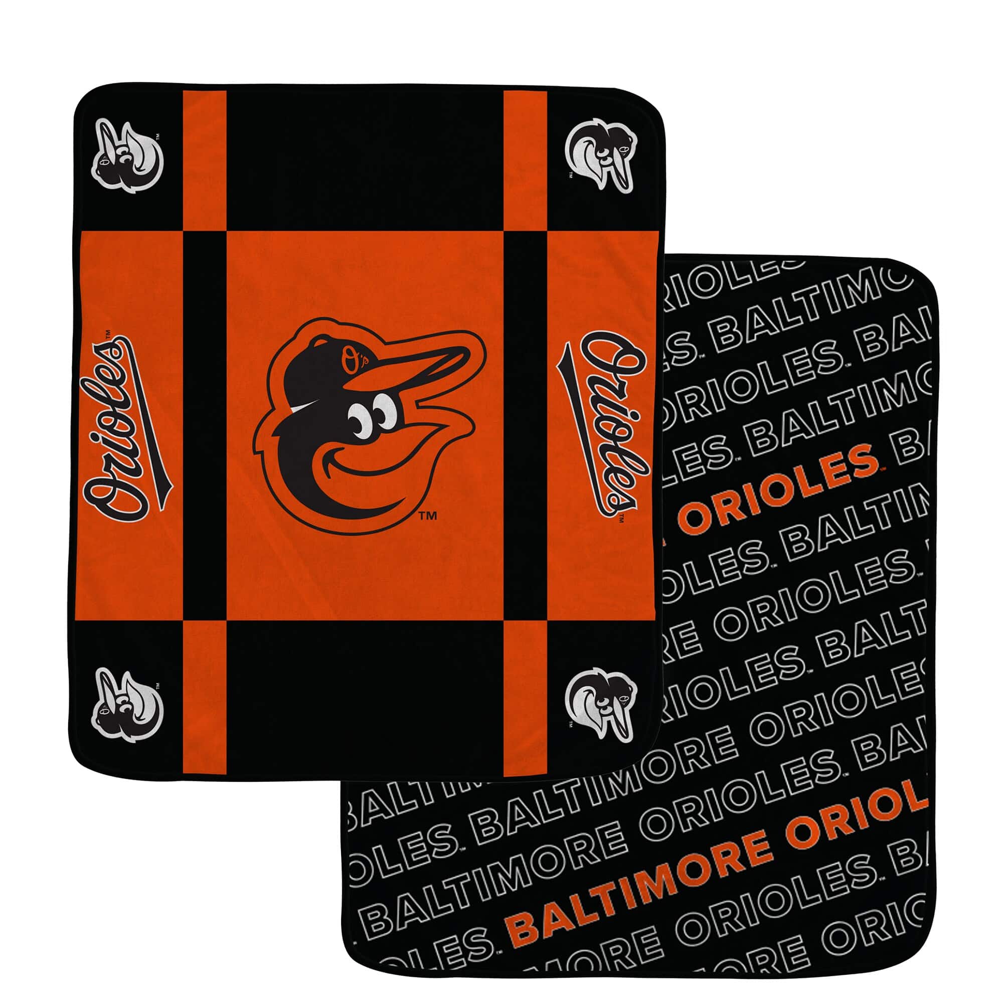 Pegasus - Baltimore Orioles 60- x 70- Reverse Block Double-Sided Ultra Cozy Blanket - Multicolor
