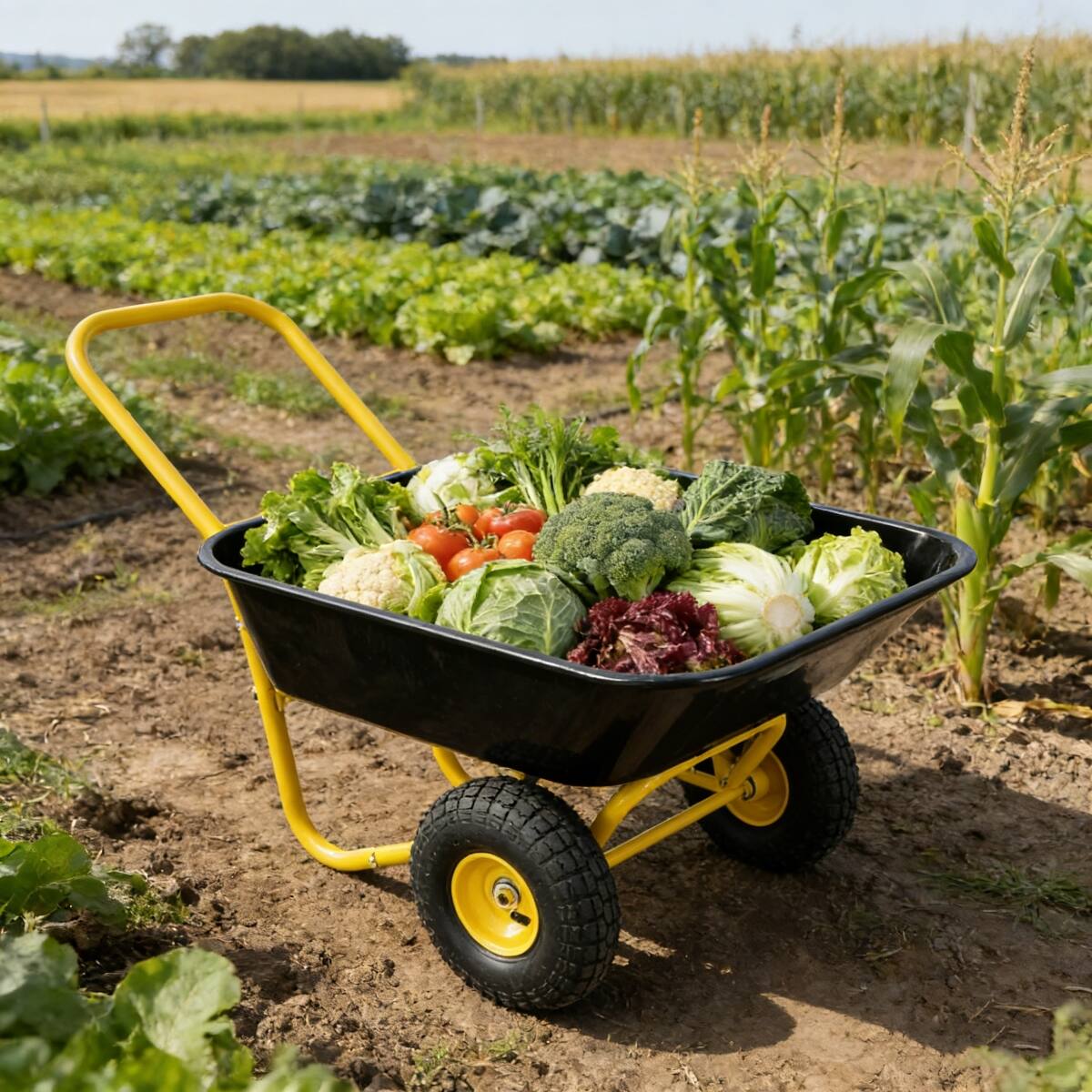 Back. Loheer - Loheer Two-Wheeled Garden Cart with 10-Inch Pneumatic Wheels Yellow/Black.