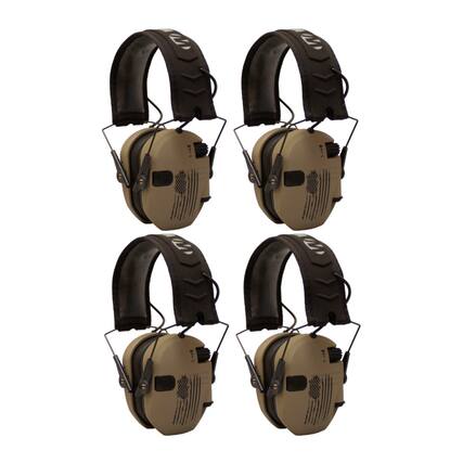 Front. Walkers - Walker’s Razor Shooting Muffs (Distressed Flag) 4-Pack - Tan.