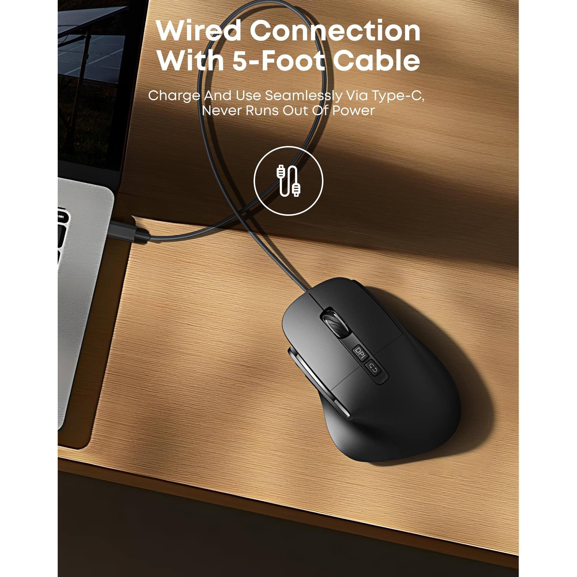 Wired Connection With 5-Foot Cable

Charge And Use Seamlessly Via Type-C, Never Runs Out Of Power