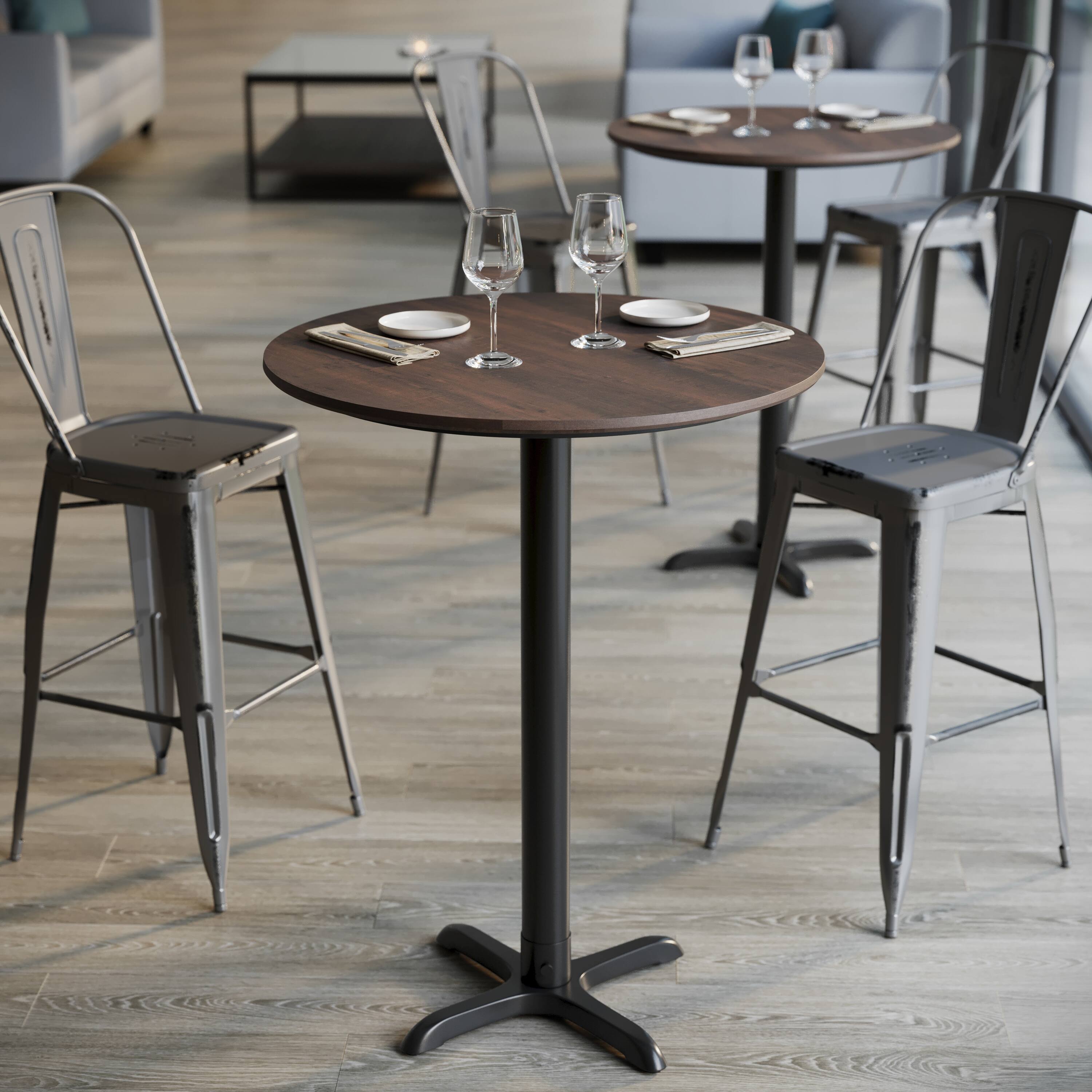 Alt View 4. Emma + Oliver - PureShield Tabletop with Seam-Free Surface Innovation and Bar Height Base - Dark Brown/Black Base.