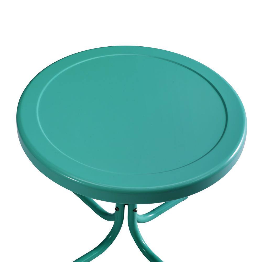 Angle. Crosley Furniture - Griffith Retro Outdoor Side Table - Turquoise Gloss.