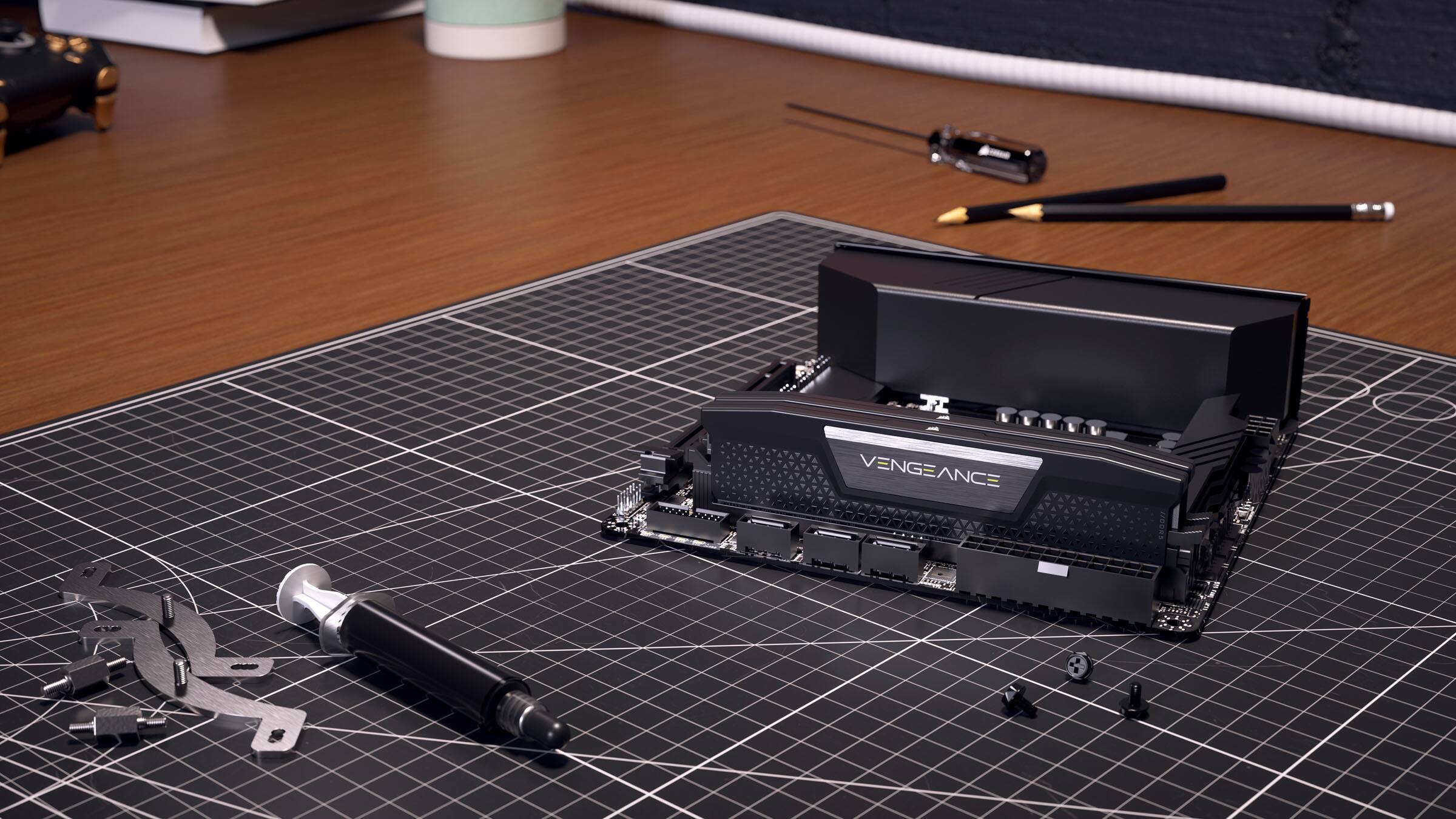 Alt View 4. CORSAIR - VENGEANCE DDR5 32GB (2 x 16GB) DDR5 6000MHz CL38-44-44-96 1.35V Intel XMP & AMD EXPO - Grey.