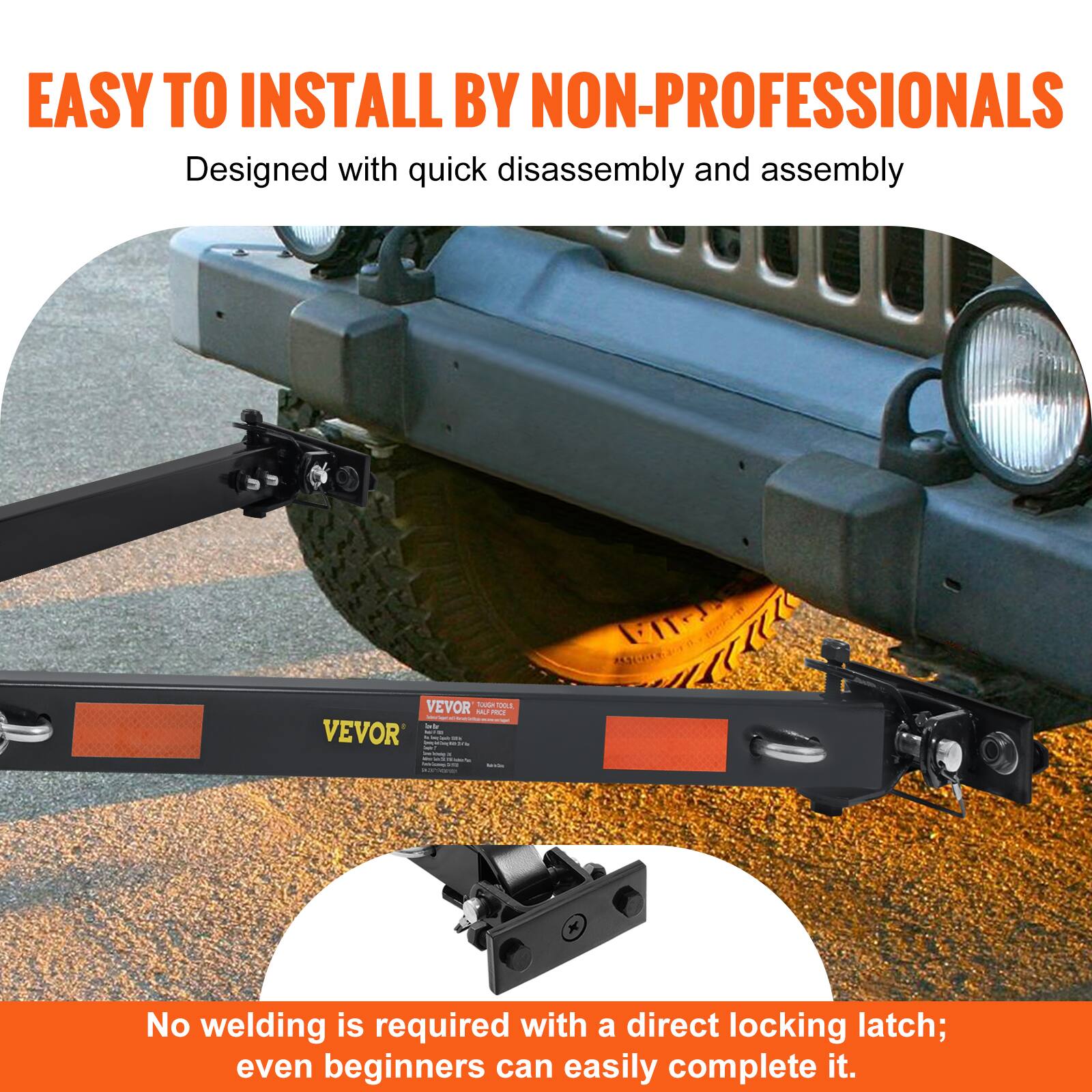 EASY TO INSTALL BY NON-PROFESSIONALS  
Designed with quick disassembly and assembly  

No welding is required with a direct locking latch; even beginners can easily complete it.