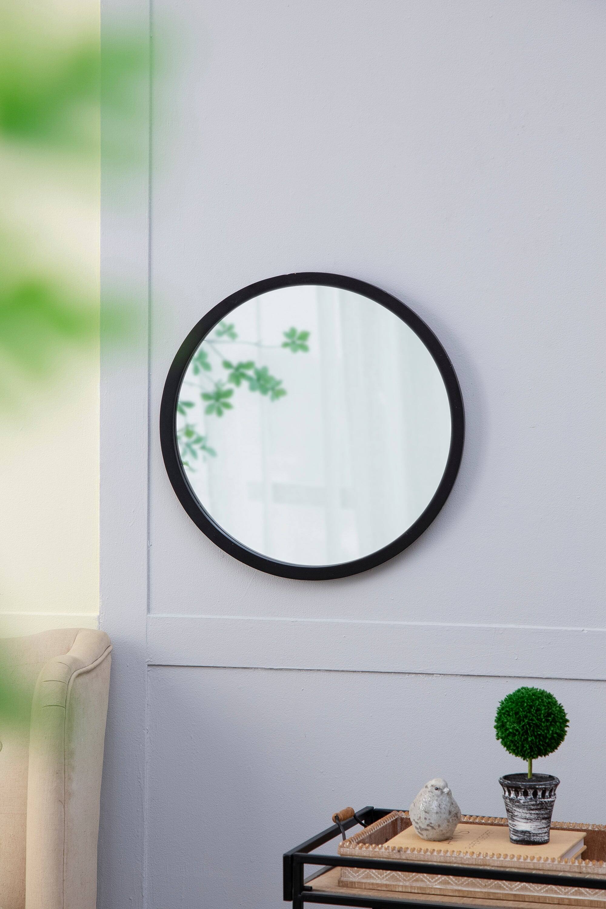 Alt View 2. BreeBe - 20x20 Round Wall Mirror with Black Wood Frame for Living Room Dining Room Foyer Bathroom Office Decor - Black.