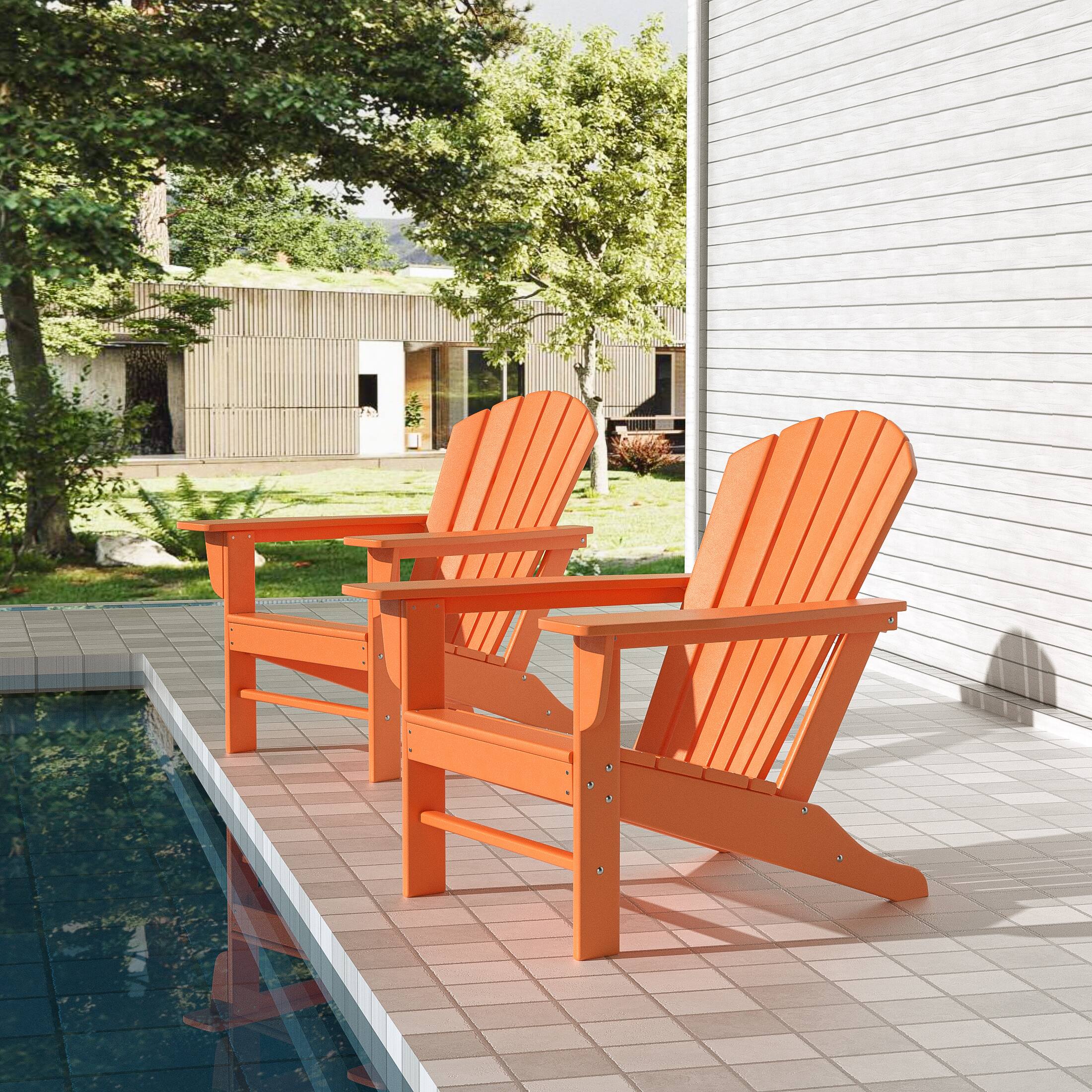 Angle. WestinTrends - WestinTrends Dylan Outdoor Adirondack Chair (Set of 2) - Orange.