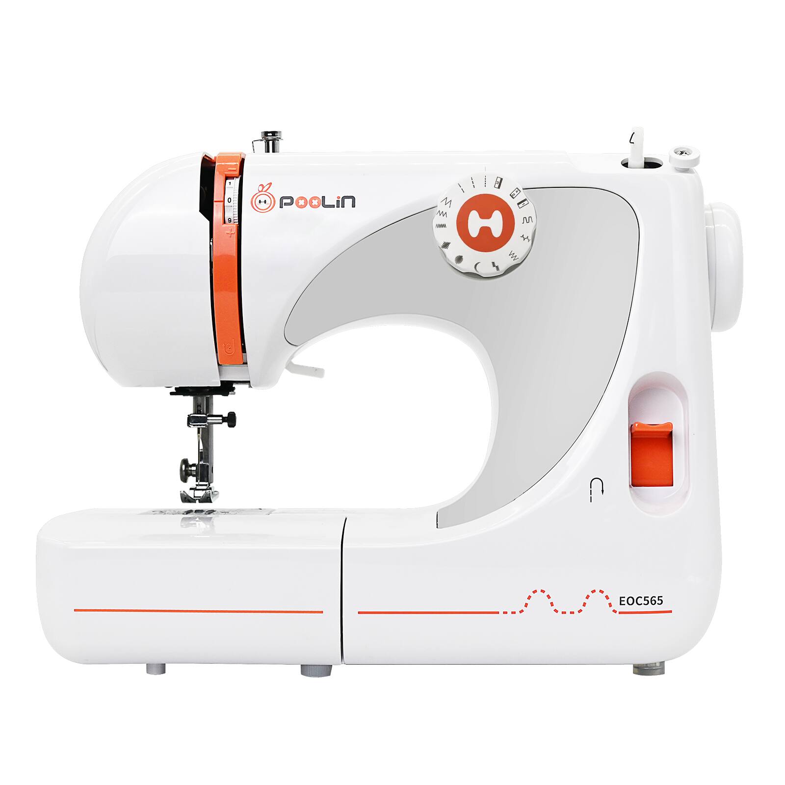 Poolin - EOC565 Mechanical Sewing Machine, 27 Stitch Applications, Adjustable Stitch Length, 5 Presser Feet & Accessory Kit