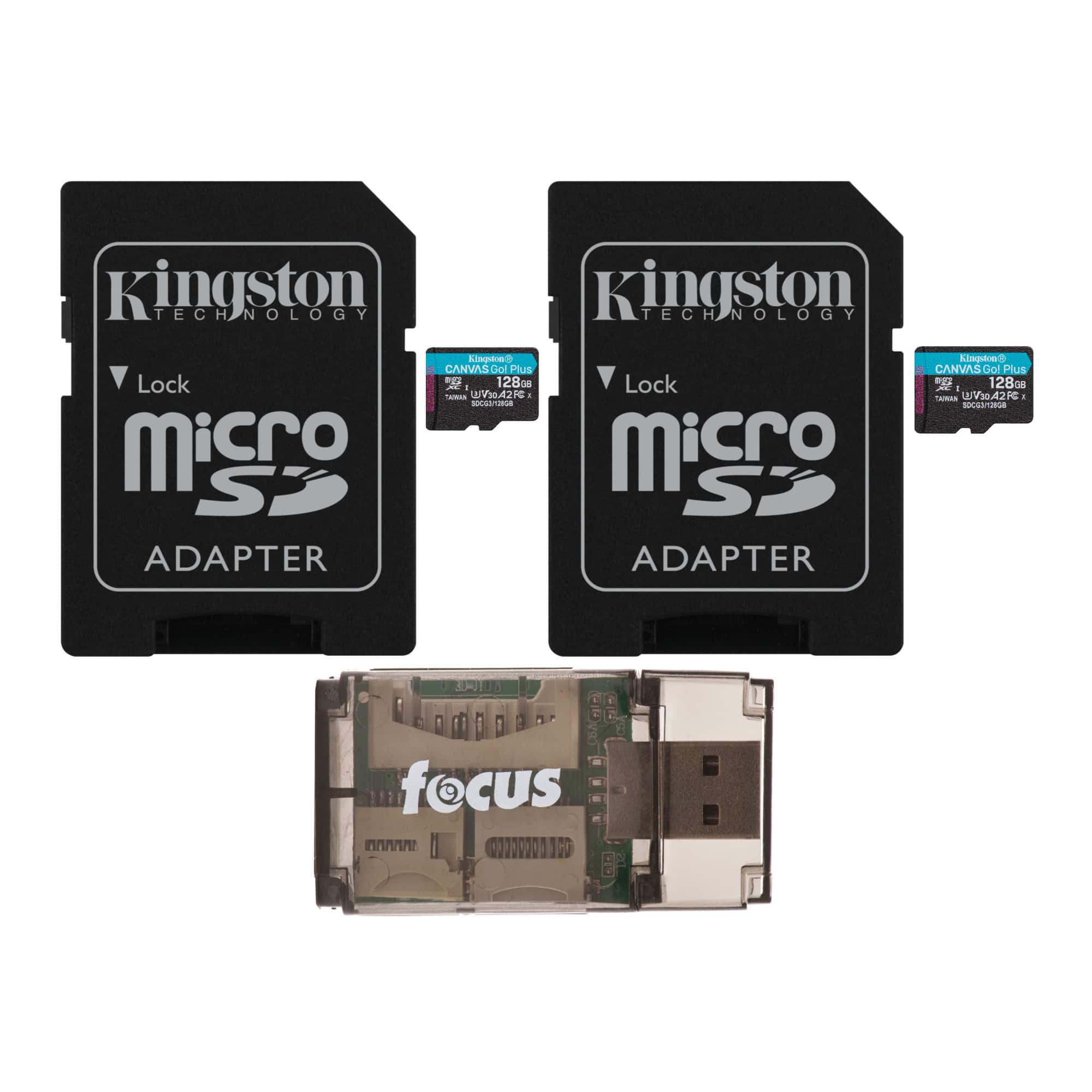 Kingston - 128GB MicroSDXC Canvas Go Plus Memory Cards with USB 2.0 Card Reader