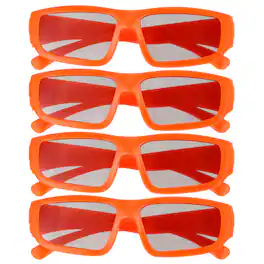 Unique Bargains - 4pcs Polarized 3D Viewing Glasses, Passive Circular 3D Glasses for Anaglyph Movie Cinema Game TV Projector - Orange