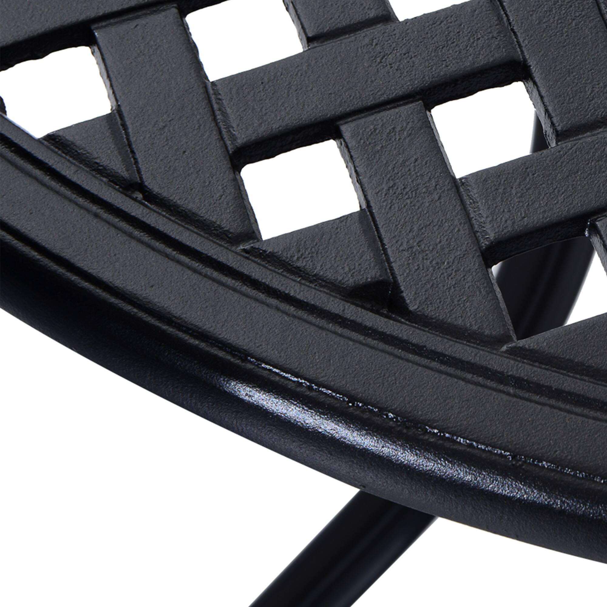 Alt View 8. Outsunny - Patio Dining Table Round Cast Aluminium Outdoor Bistro Table with Umbrella Hole - - Black.