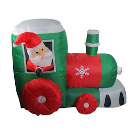 Northlight - Lighted Inflatable Santa on Locomotive Train Outdoor Christmas Decoration - 4.5' - Red