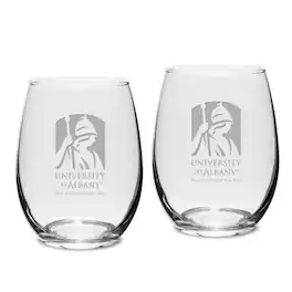 Jardine - UAlbany Great Danes 15oz. 2-Piece Stemless Wine Glass Set - Multicolor