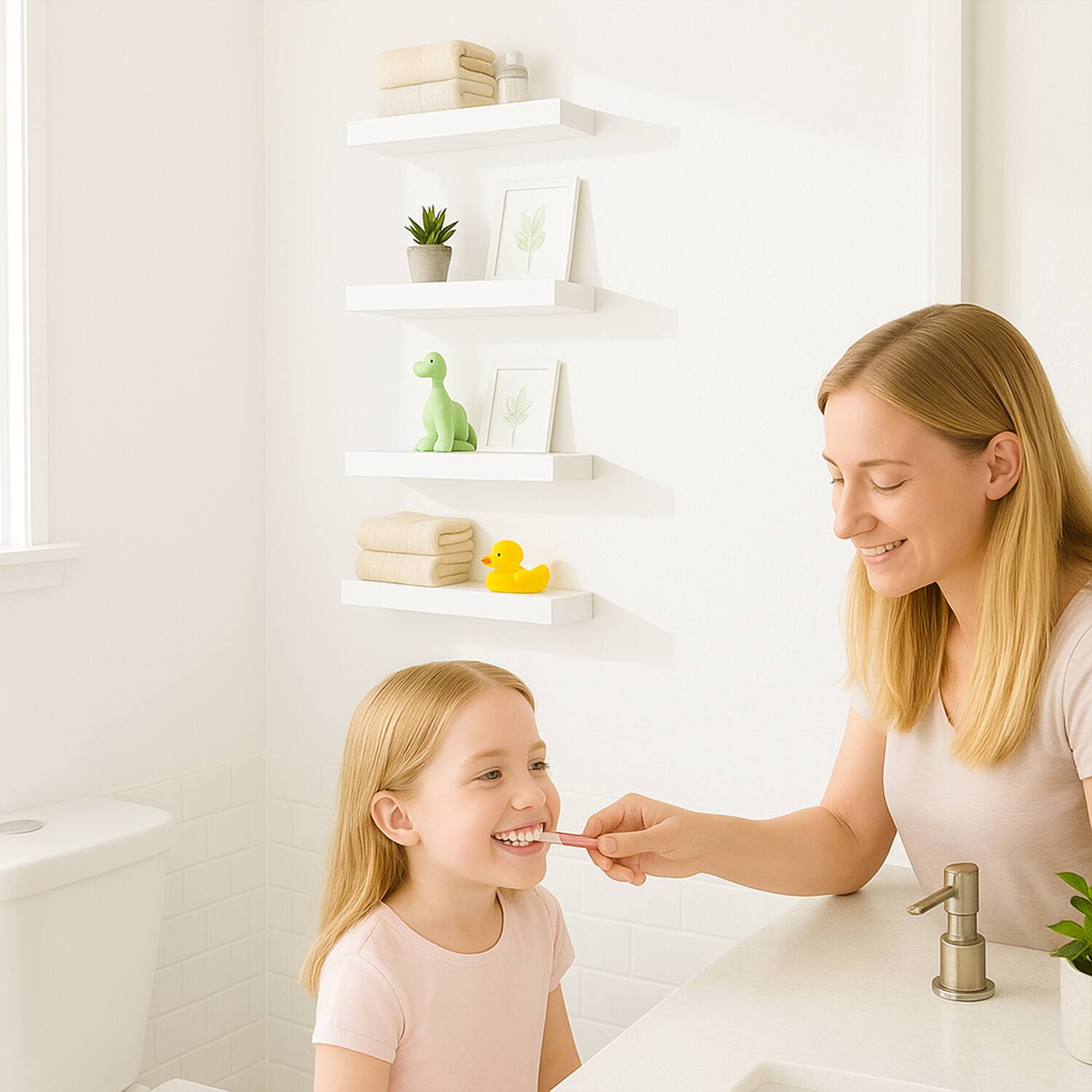 Alt View 4. BOMEDA - Wall Mounted Wooden Floating Shelves, Bathroom Shelves for Bedroom, Living Room, Room Storage Shelf, 12x7x1.5 in, 4 Pack - White.