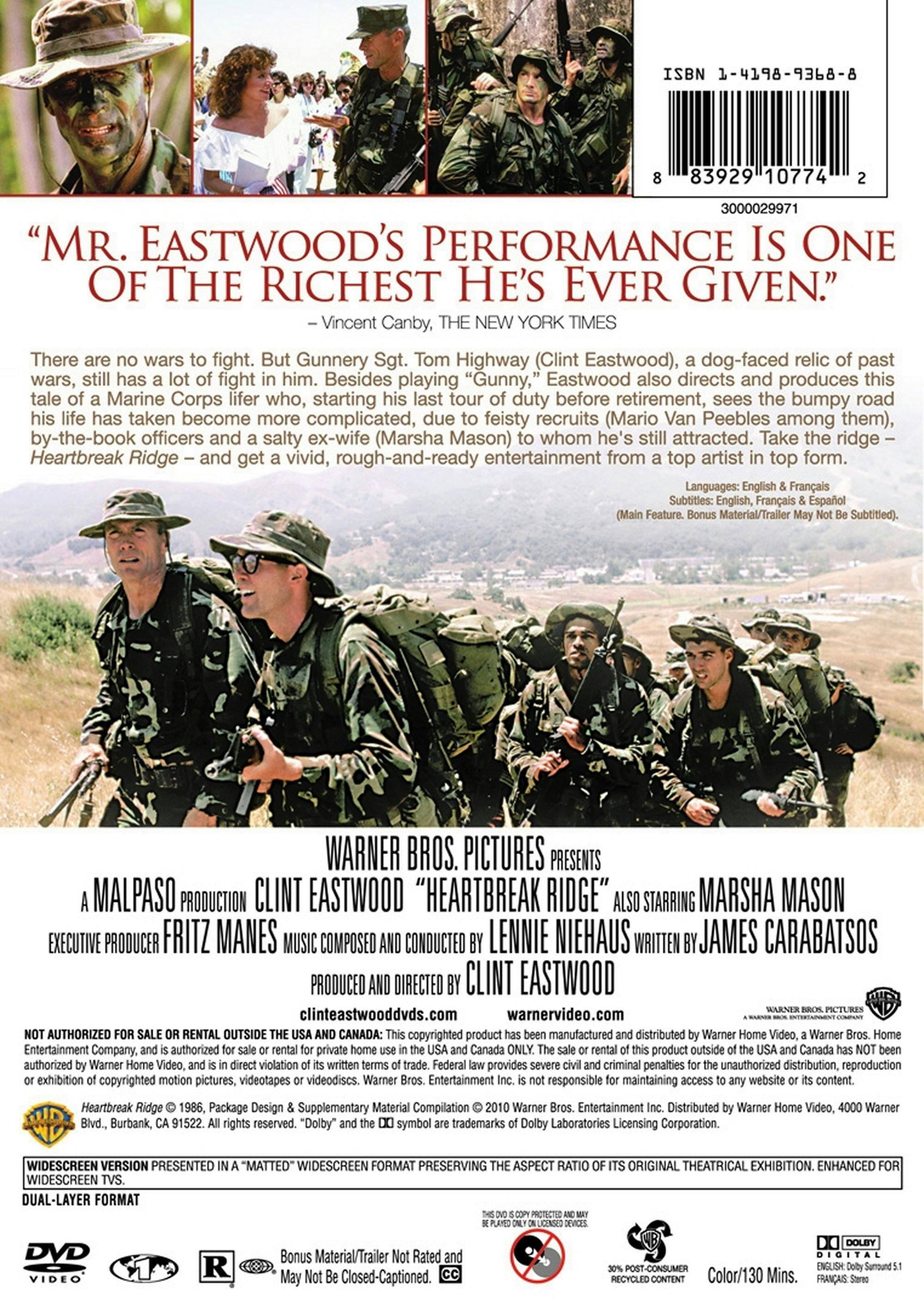 Back. Heartbreak Ridge (DVD Widescreen) [DVD].