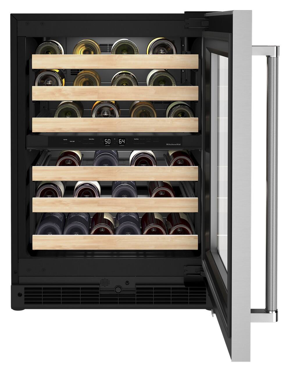 KitchenAid 46 Bottle Dual Zone Wine Cellar with Glass Door and