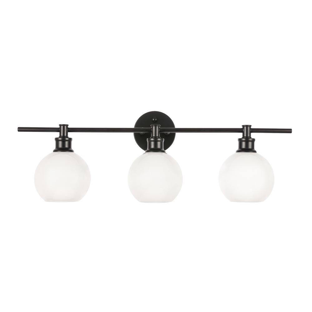 Alt View 1. Living District - Collier 3 light Black and Frosted white glass Wall sconce - Black And Frosted White Glass.