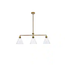 Living District - Mera 3 lights brass pendant - Brass And Clear