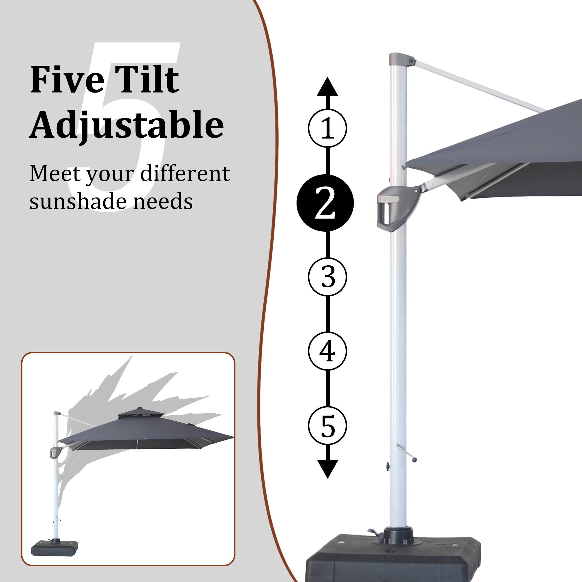 Five Tilt Adjustable  
Meet your different sunshade needs