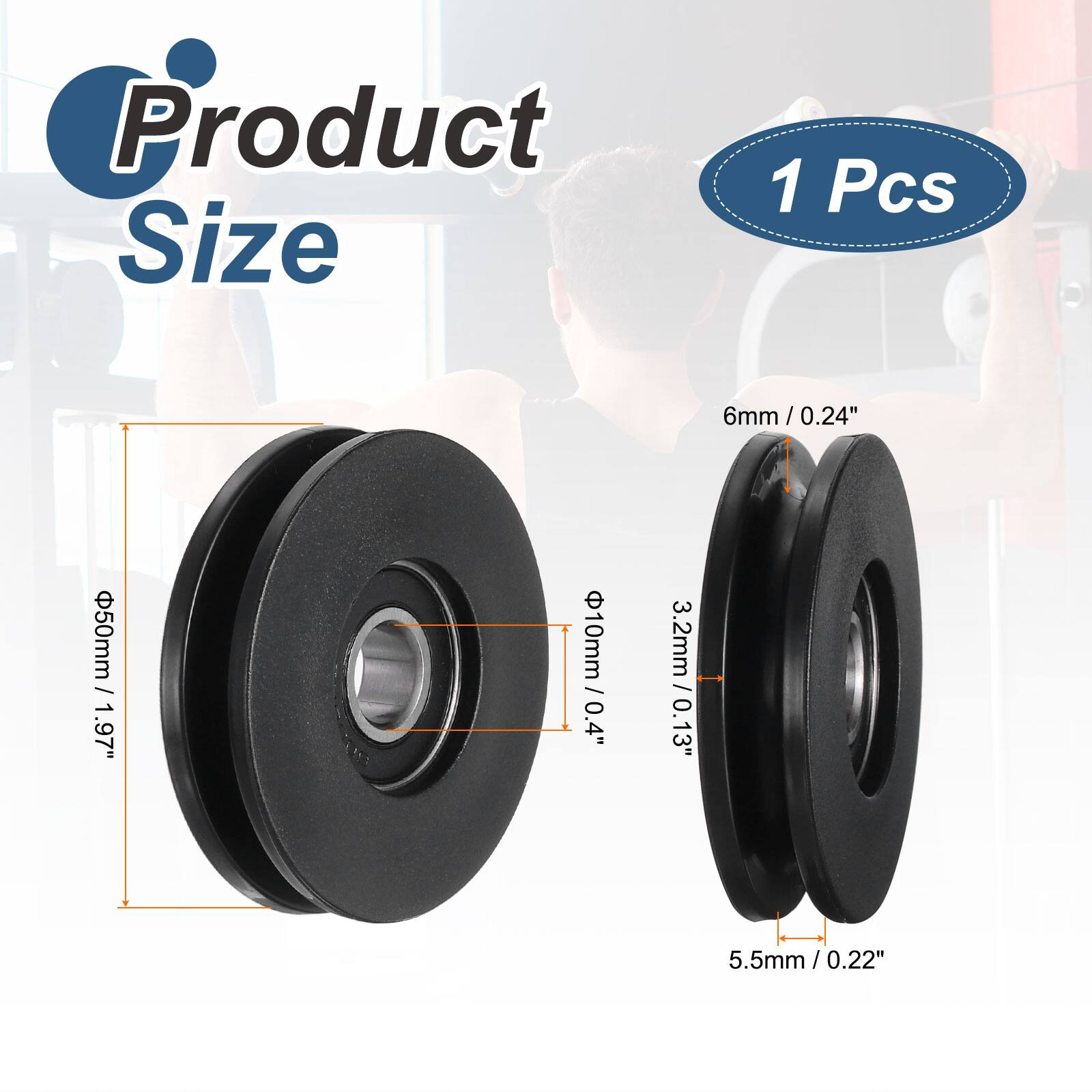 Product Size: 1 Pcs  
6mm / 0.24"  
50mm / 1.97"  
10mm / 0.4"  
3.2mm / 0.13"  
5.5mm / 0.22"
