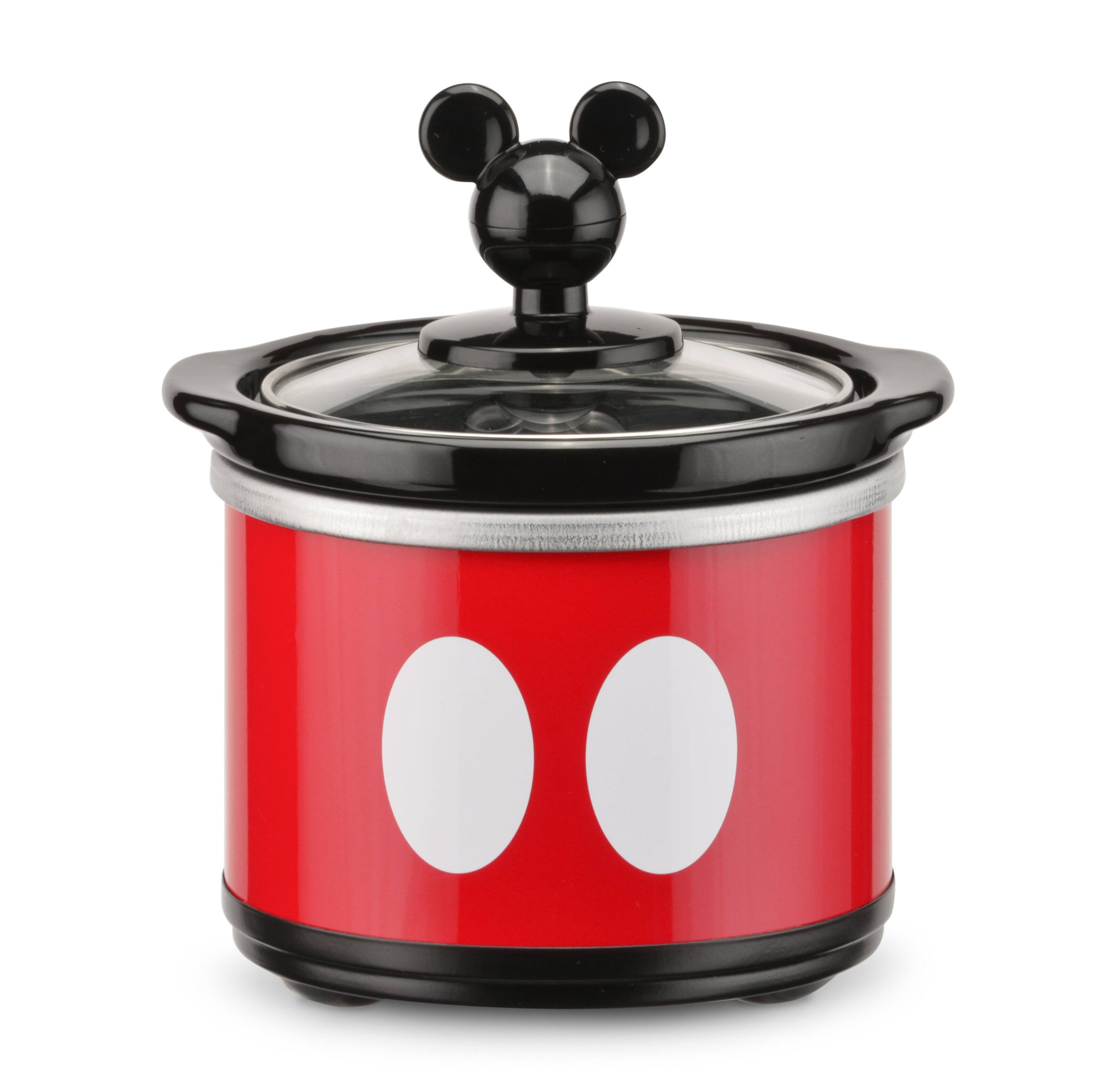 Left. Disney - Mickey Mouse 5 Quart Slow Cooker with 20 Ounce Dipper - Red.