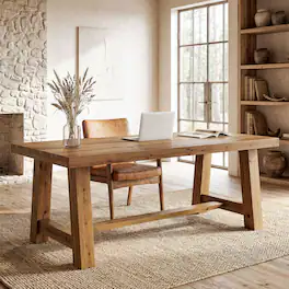 Tribesigns - Office Computer Desk with Solid Wood Construction, for Computer Work, Writing and Study in Home Offices - Brown