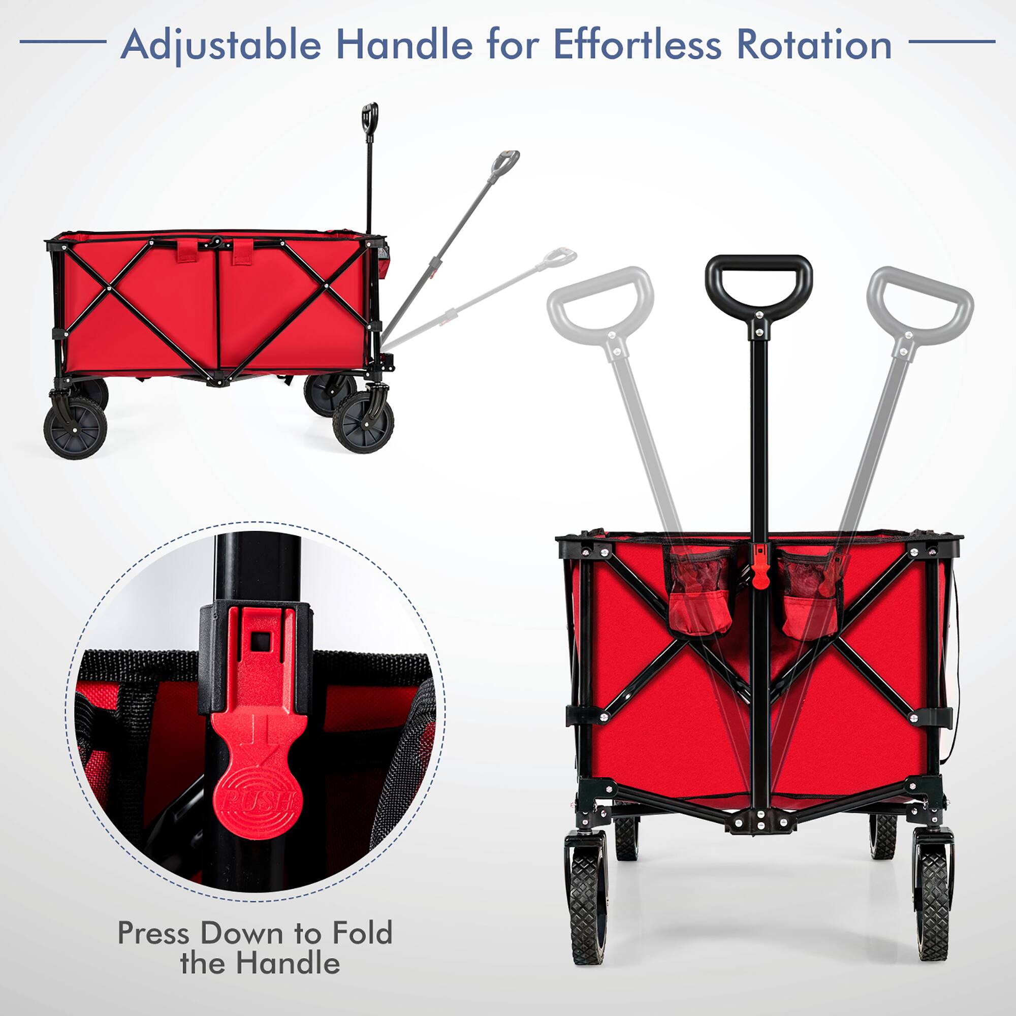 Adjustable Handle for Effortless Rotation: Press Down to Fold the Handle